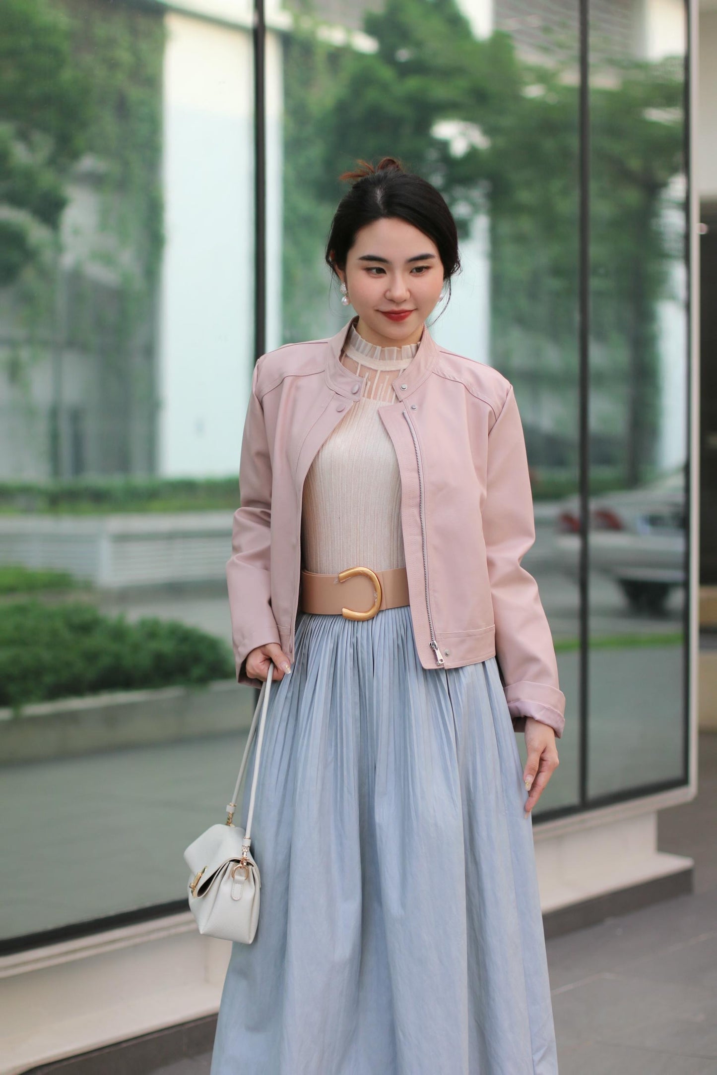 Short Trench Leather Jacket WD627233