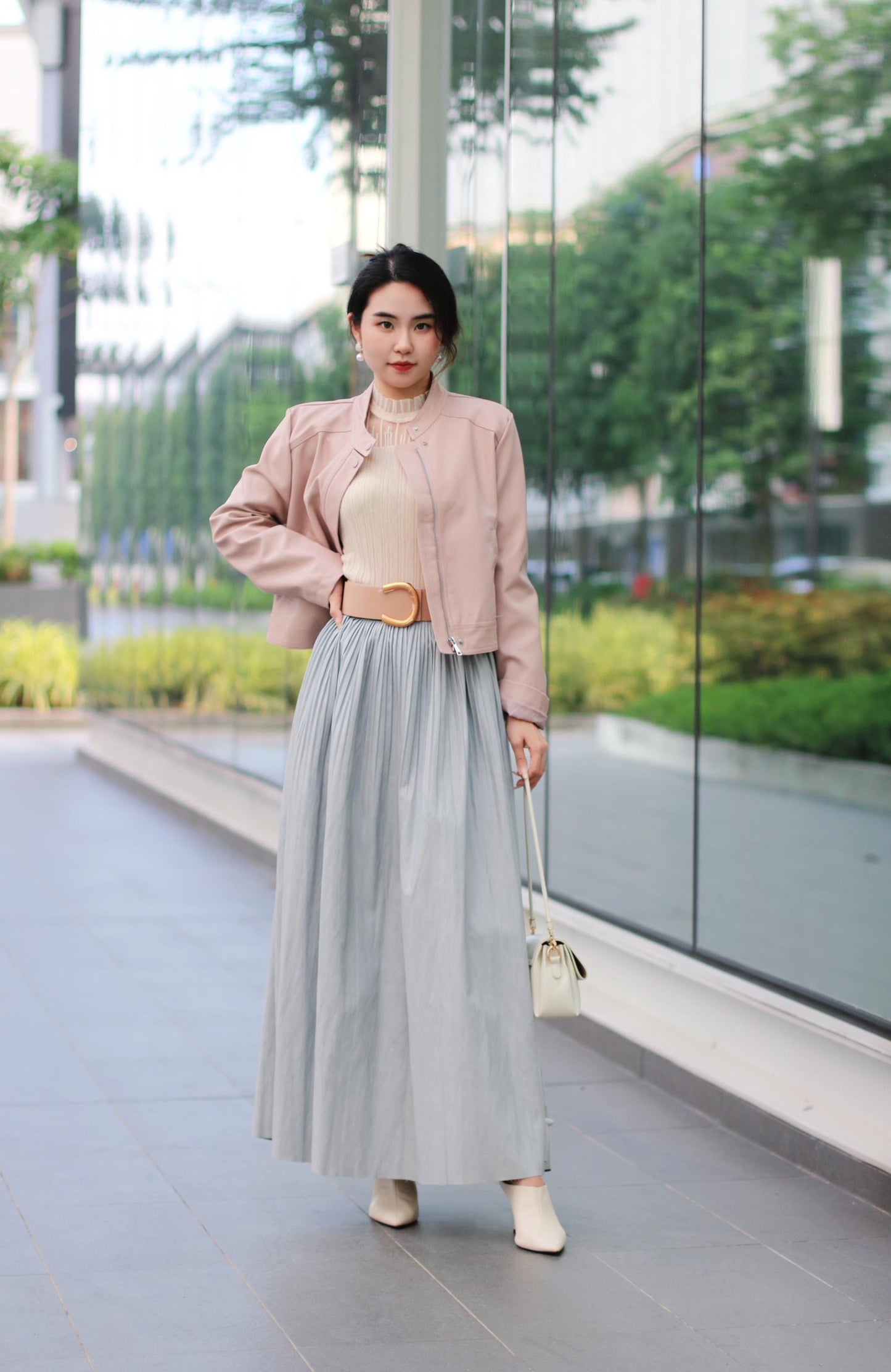 Short Trench Leather Jacket WD627233
