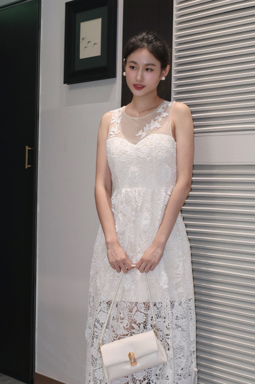 Embroidered Lace Trimmed Sleeveless Dress WD81803