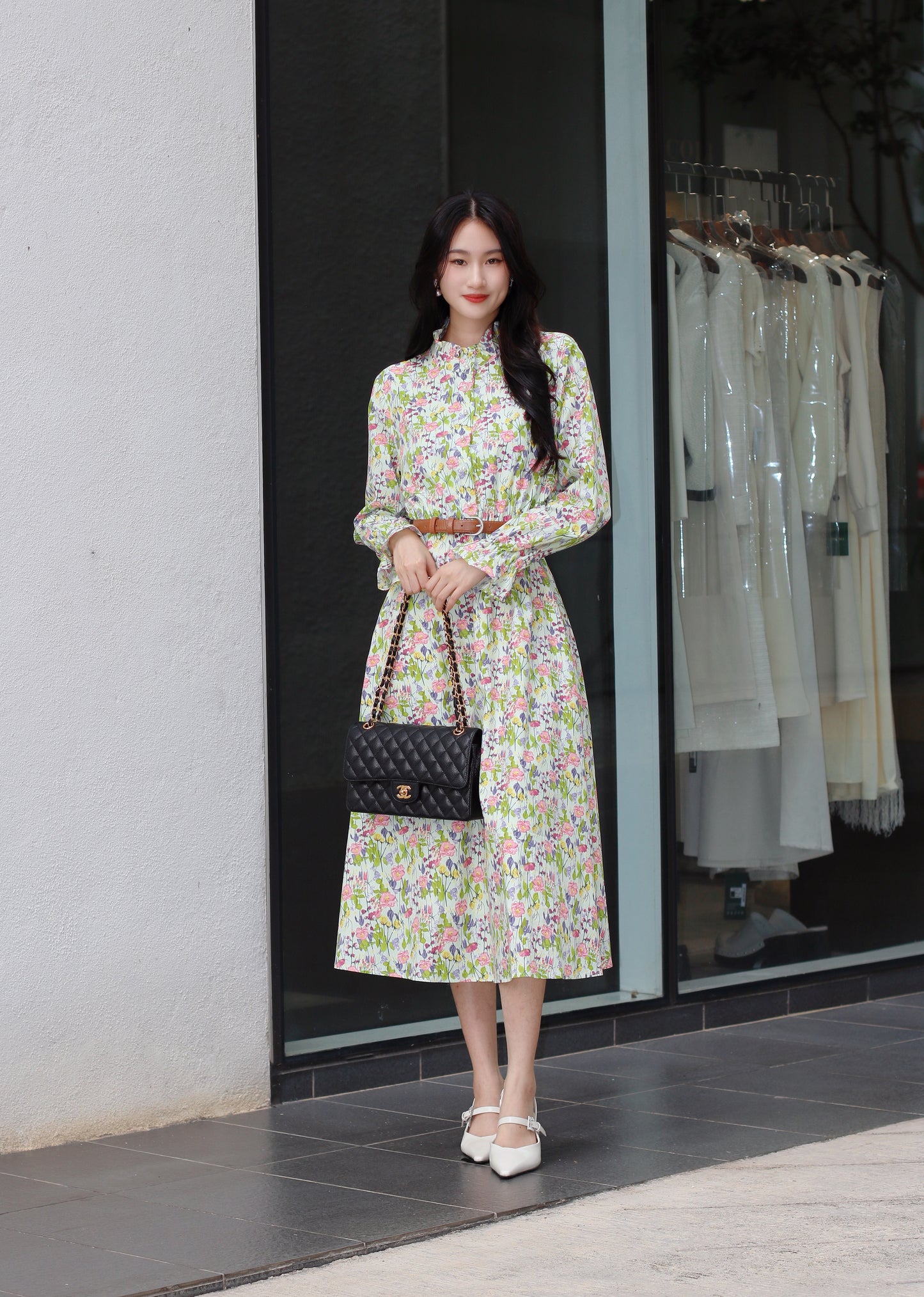 Spring Floral High Neck Dress WD88018
