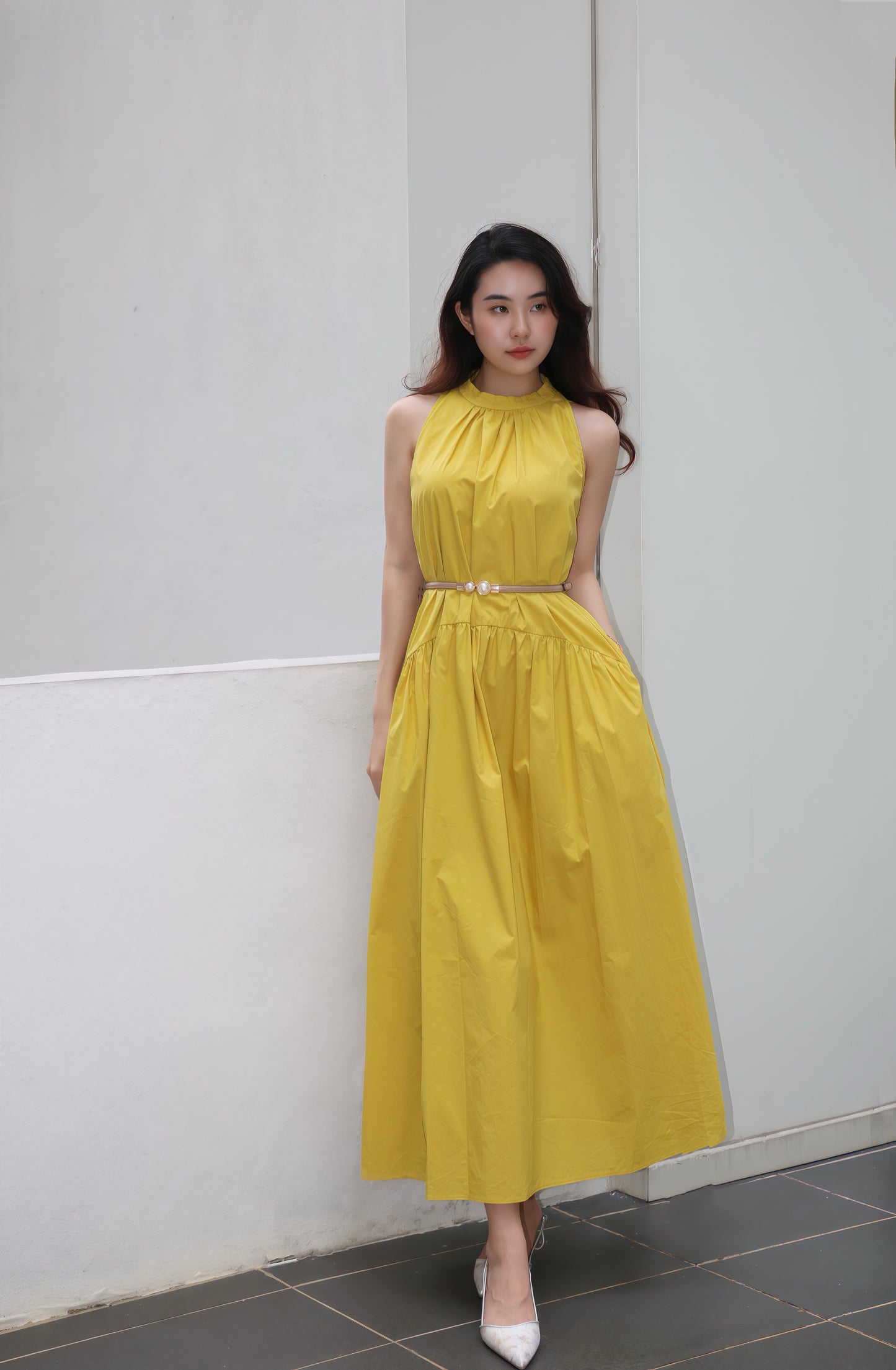 Ruffle Collar Midi Dress WD11826