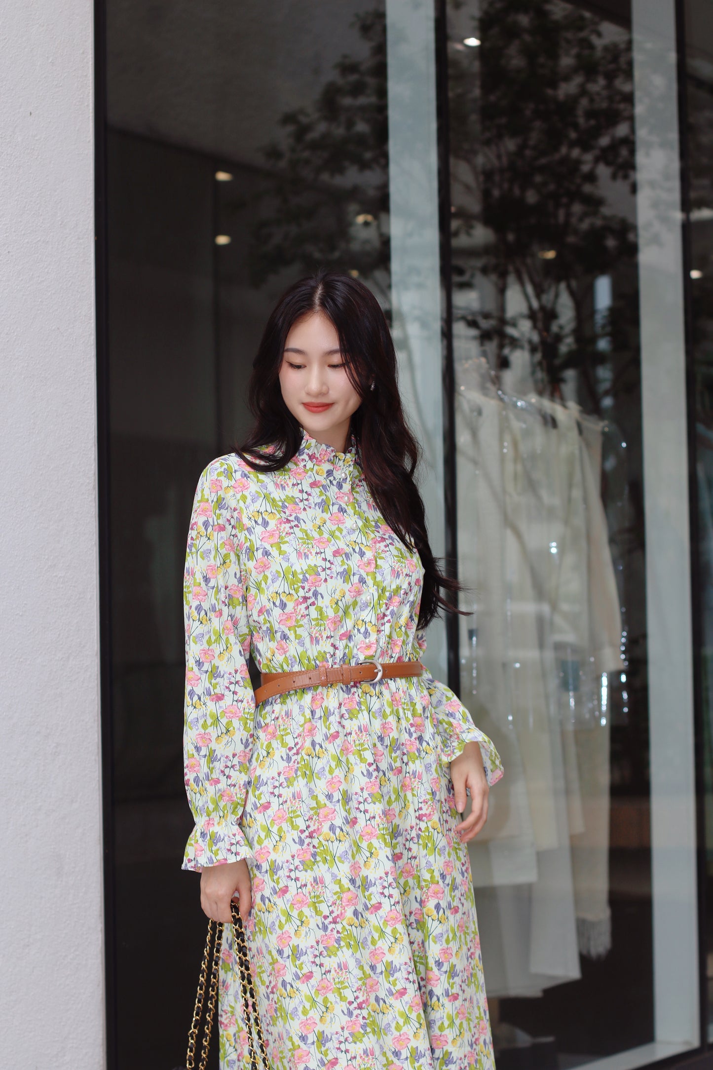 Spring Floral High Neck Dress WD88018