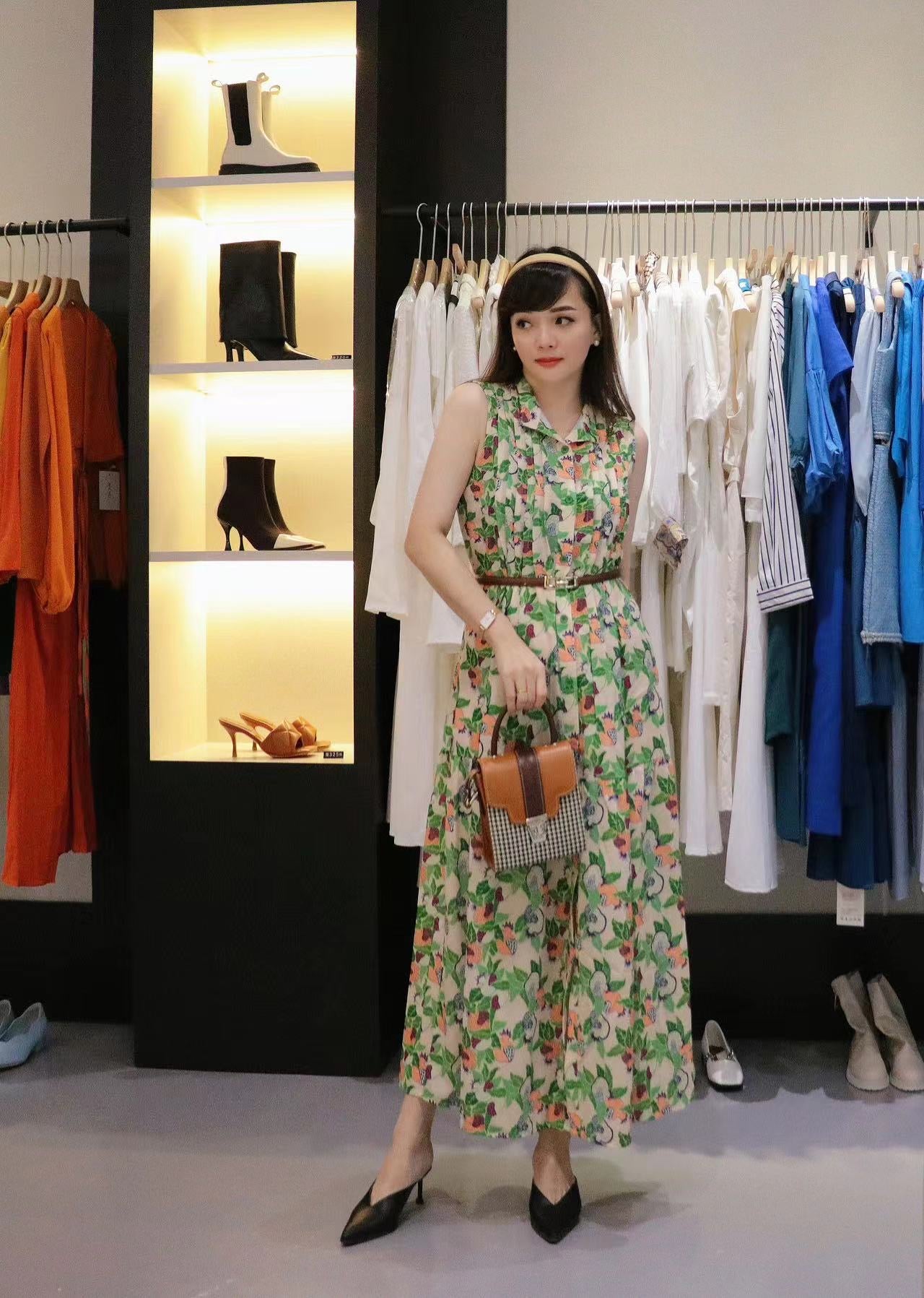 Tropical Fruit Printed Sleeveless Dress BD31093