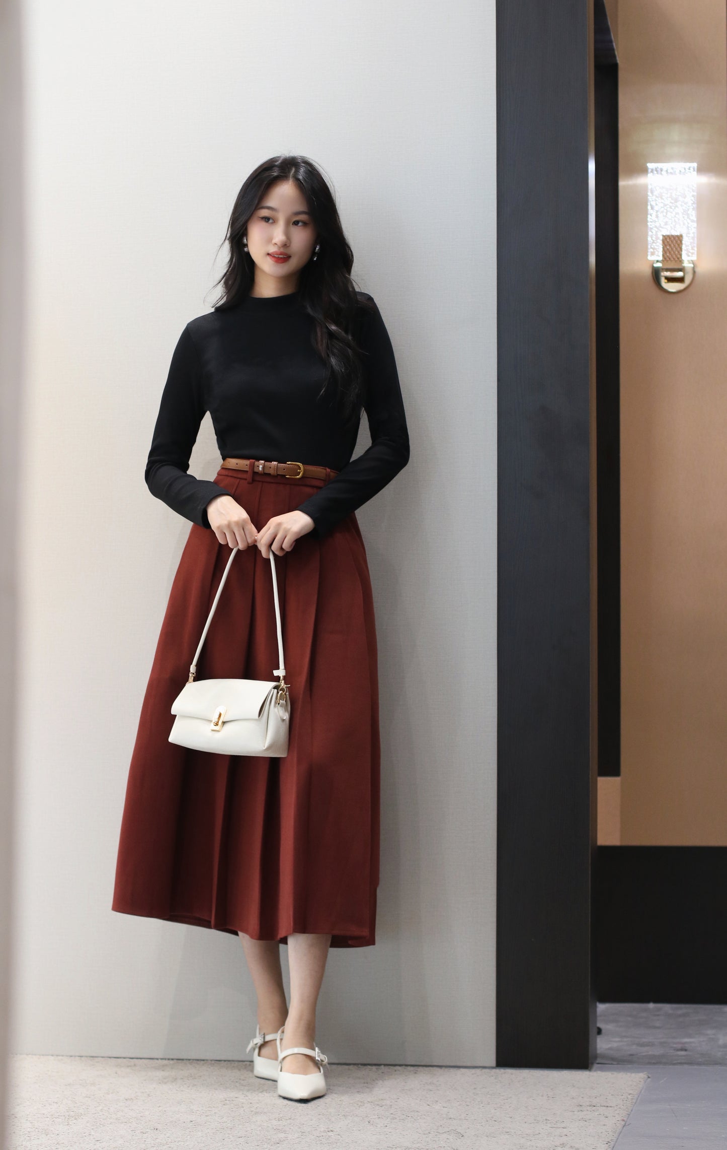 Woolen Maxi High Rise Skirt WBT92203