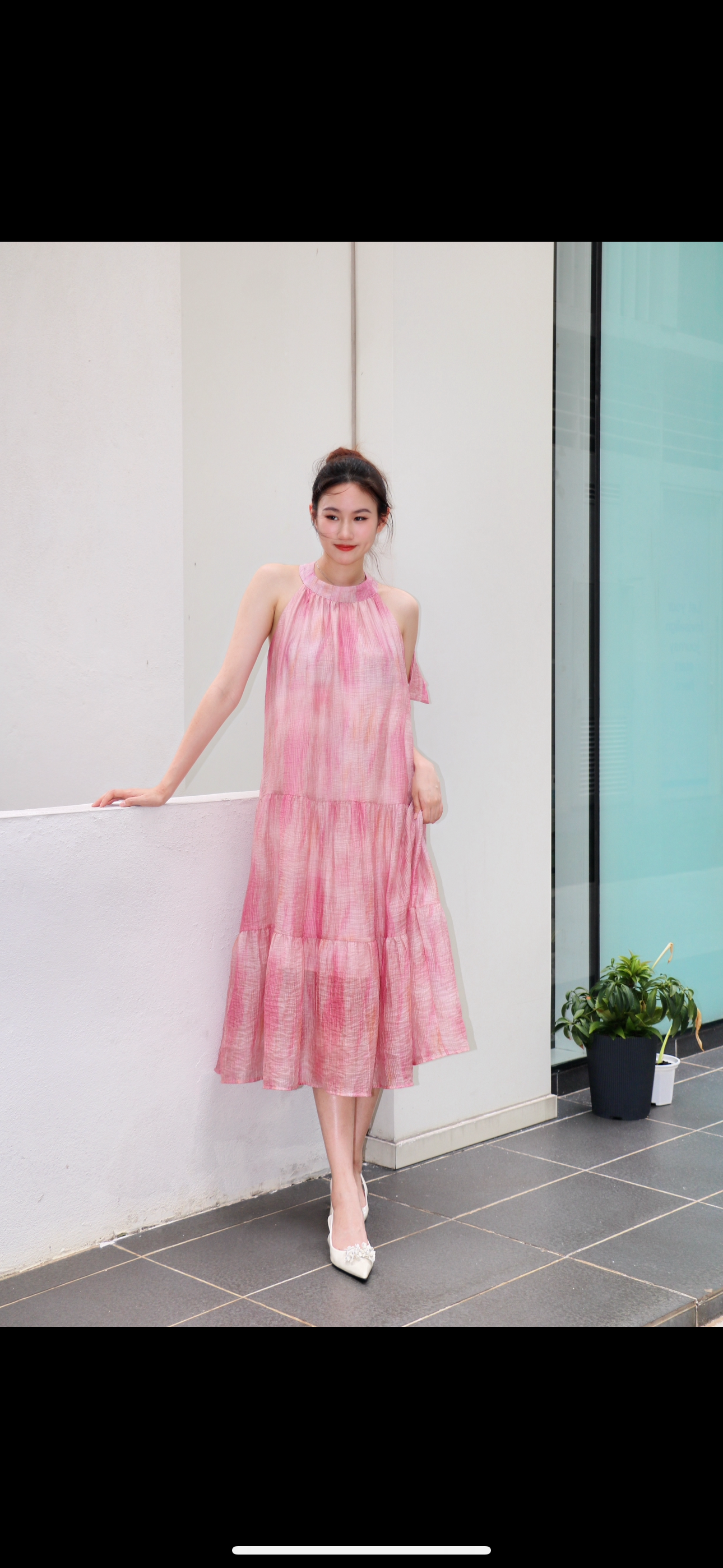 Summer Pink Embossed Details Sleeveless Dress WD78113