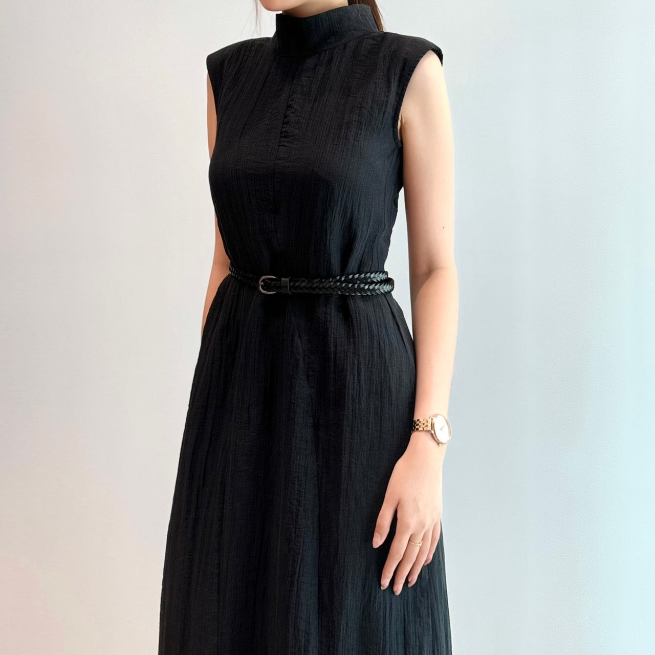 Black Silk Dress With Singlet WD920224