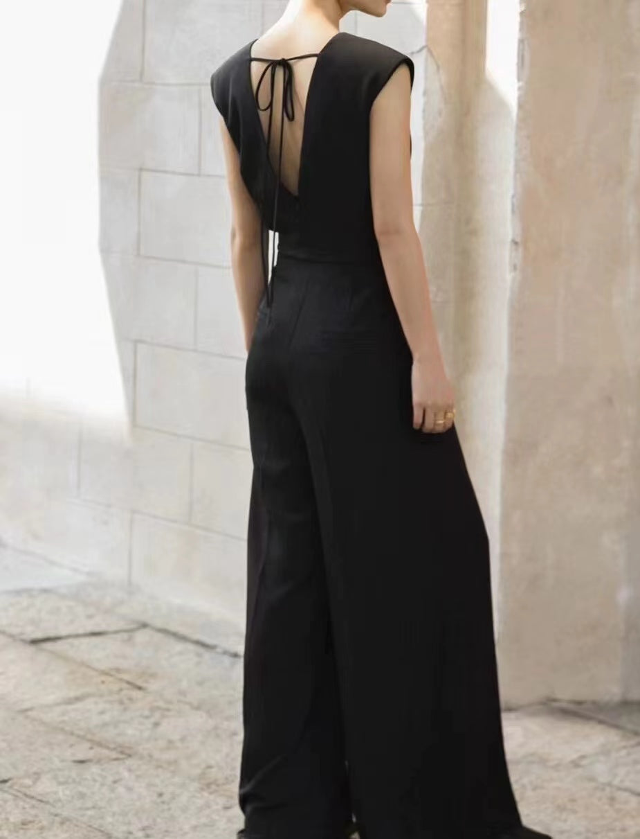 Padded Sleeve Jumpsuit-Black WD32024