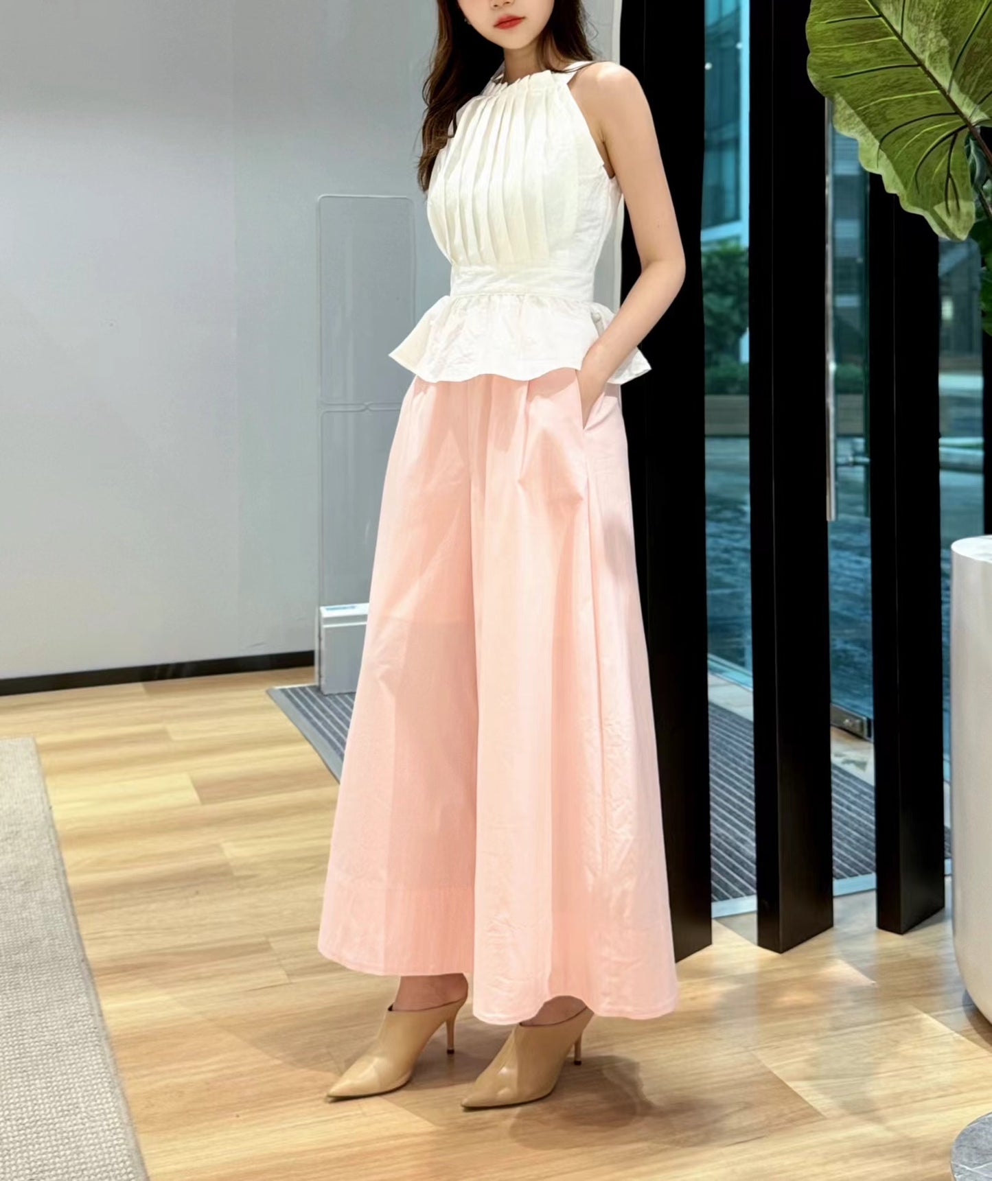 Pink Wide Leg Trousers