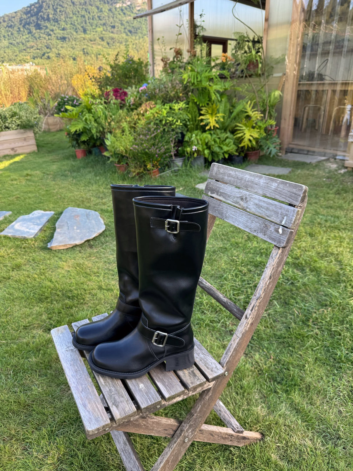 Double Buckle Rider Knee High Boots SW1815