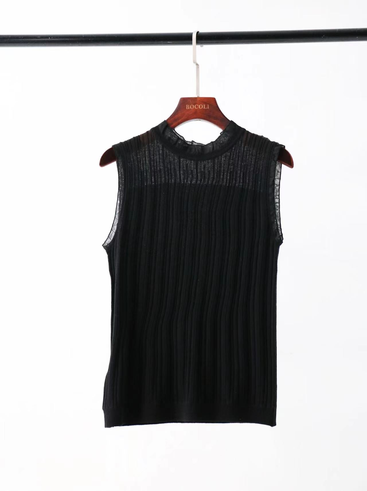 Lace Collar Sleeveless Top BT12623