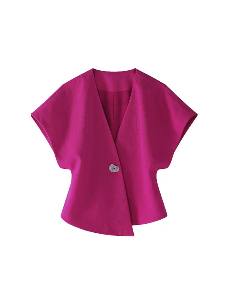 Purple Wide Sleeve Long Blouse BT52068