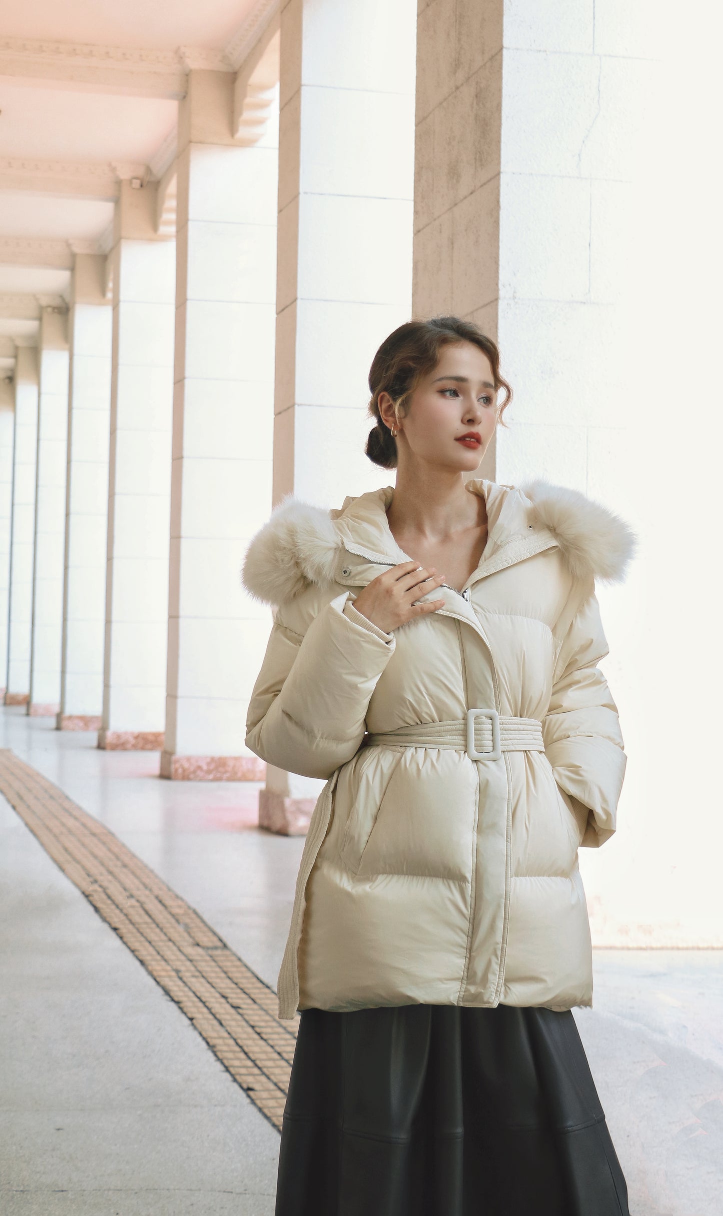 Winter Fox Fur Hooded Down Jacket