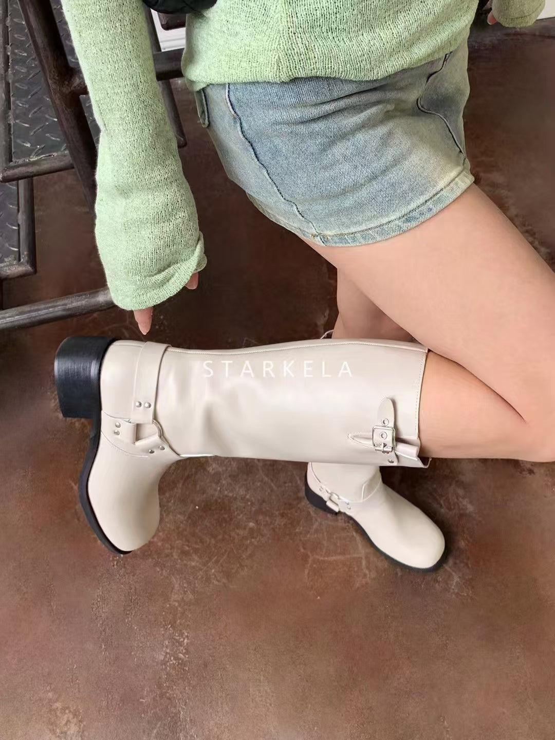 Buckle Calf High Riding Boots SW8-802