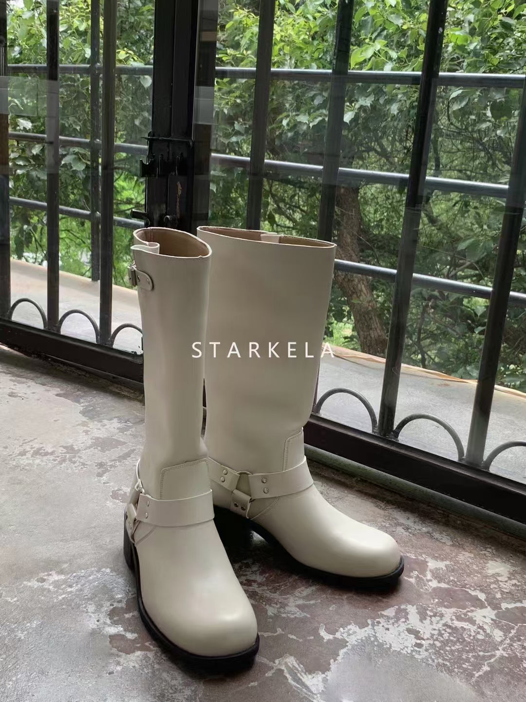 Buckle Calf High Riding Boots SW8-802