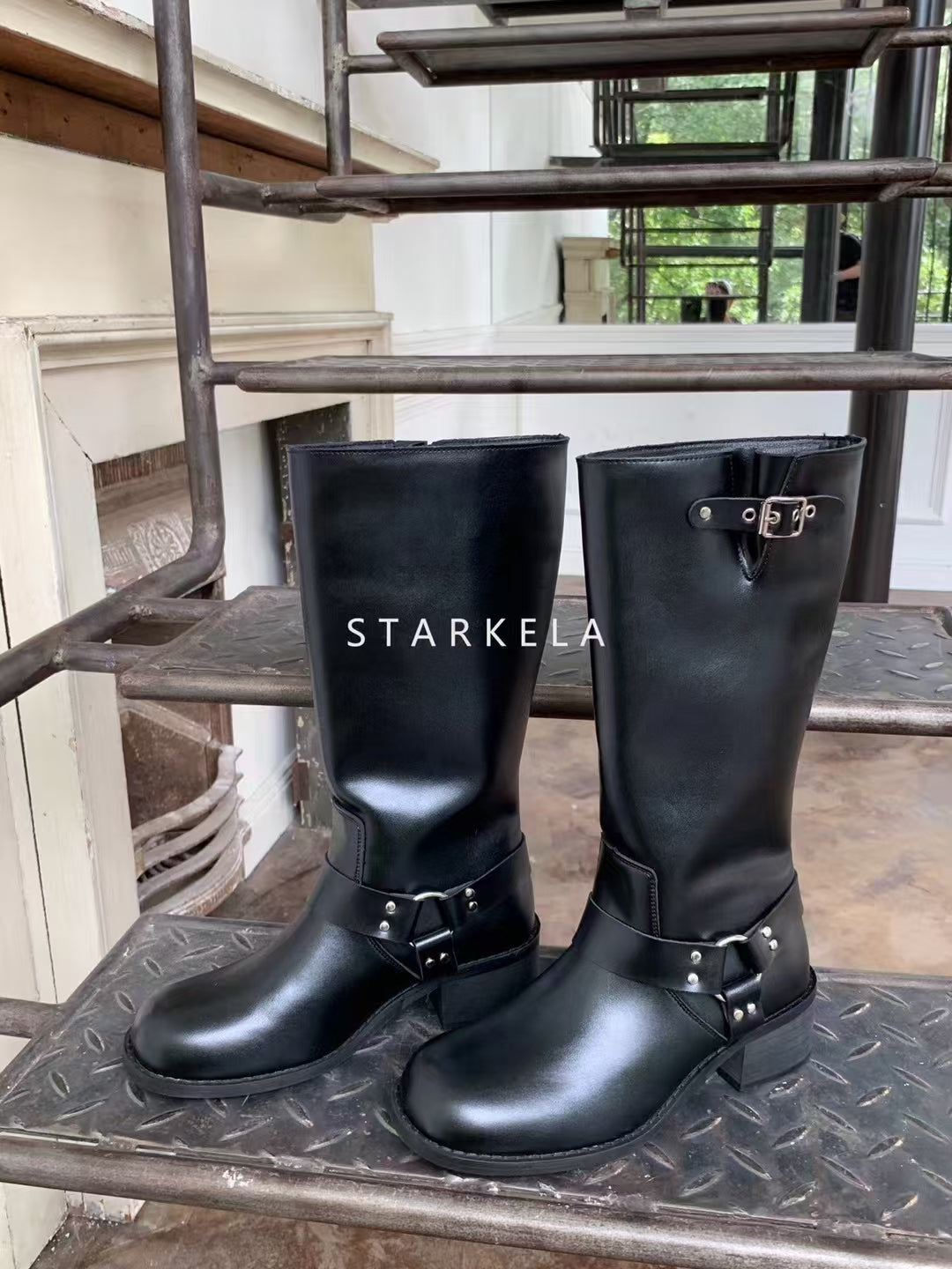 Buckle Calf High Riding Boots SW8-802