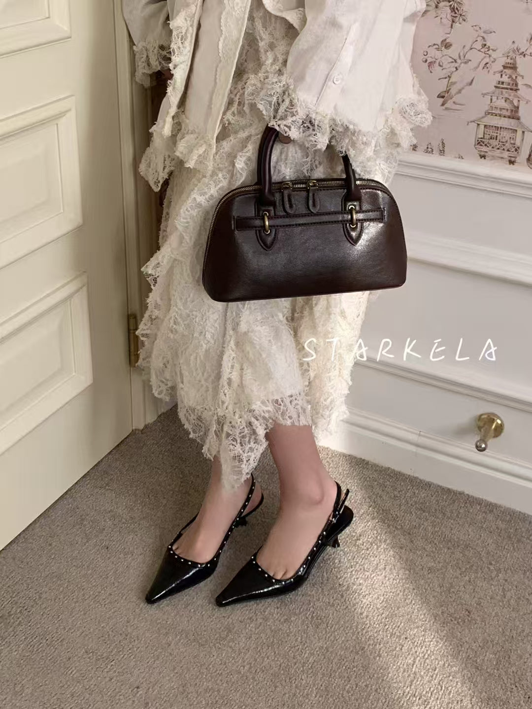 The Vogue Studded Pointed Slingback Heels ST8-261