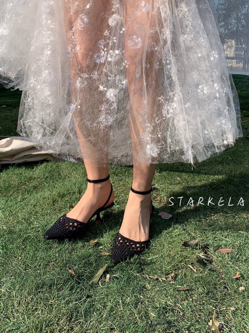 Starkela Riviera Weave Ankle Heels ST8-278