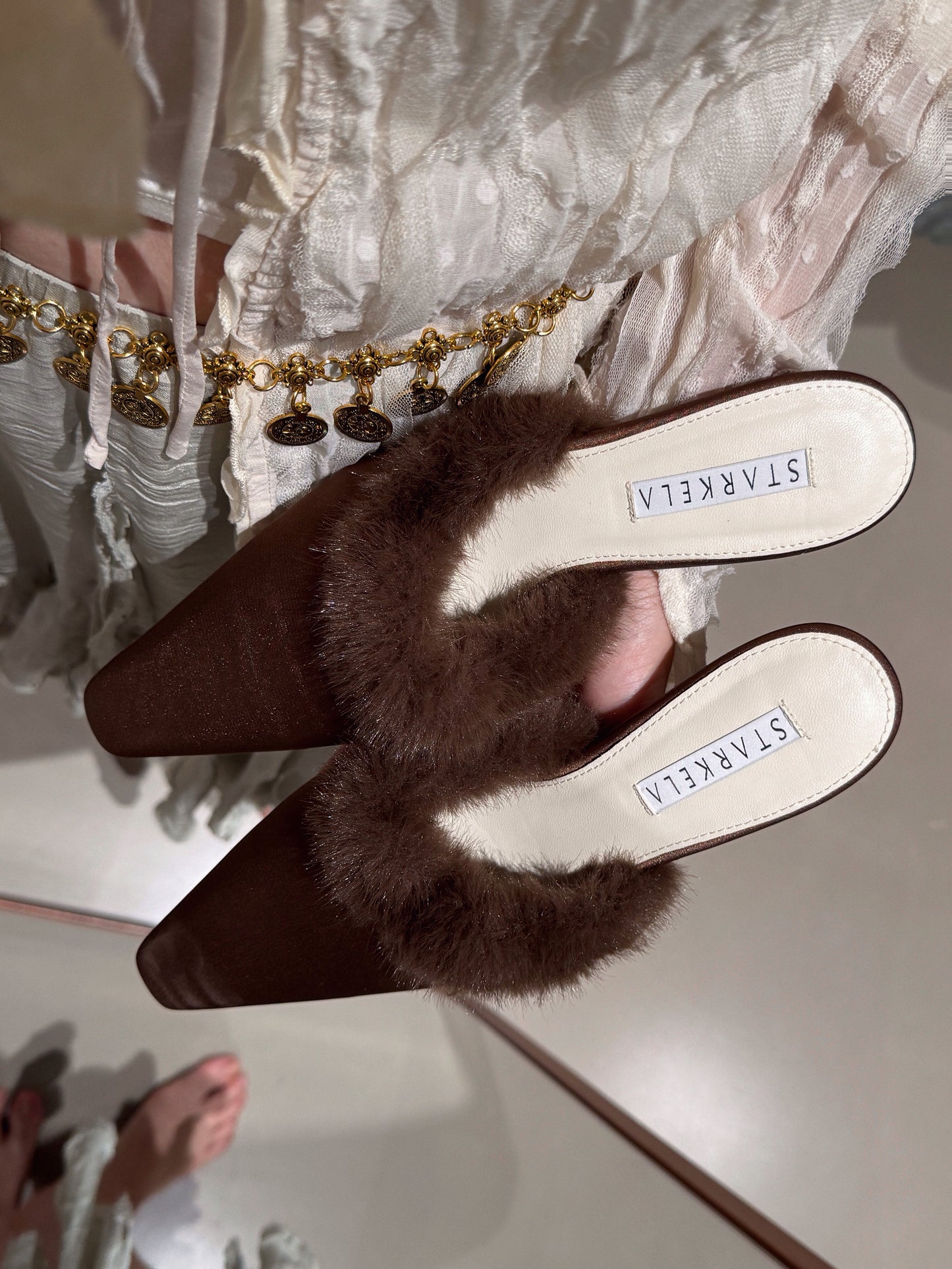 Starkela Fluffy Mid Heels