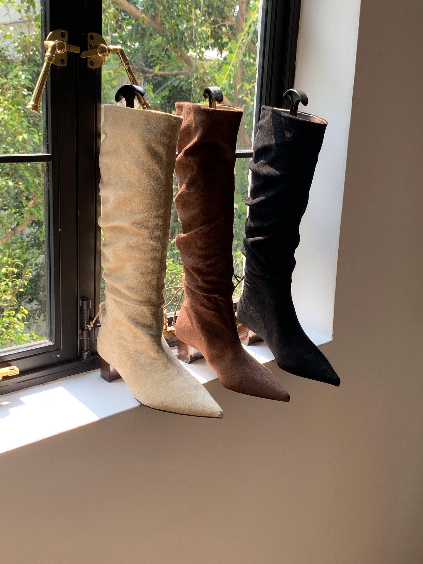 Starkela Bohemian Ruched Mid-Calf Boots