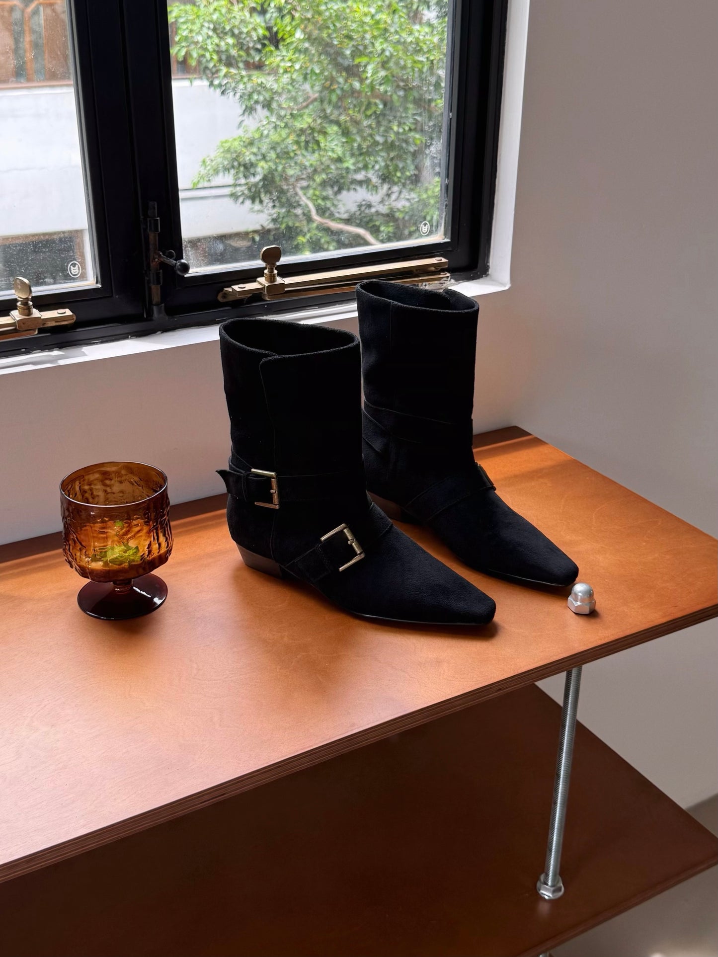 Fold-over Suede Rider Boots