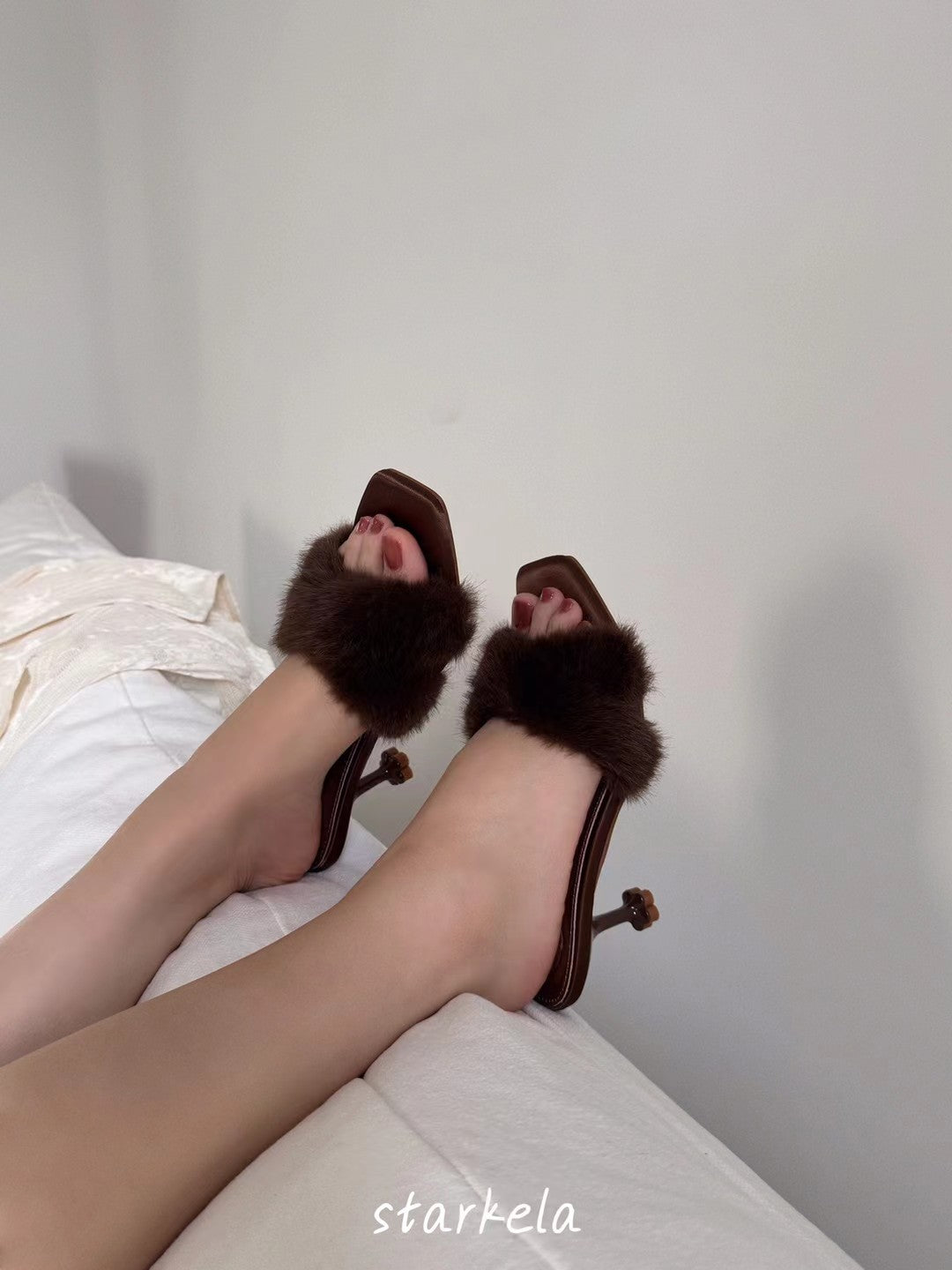Autumn Fur Flower Heels