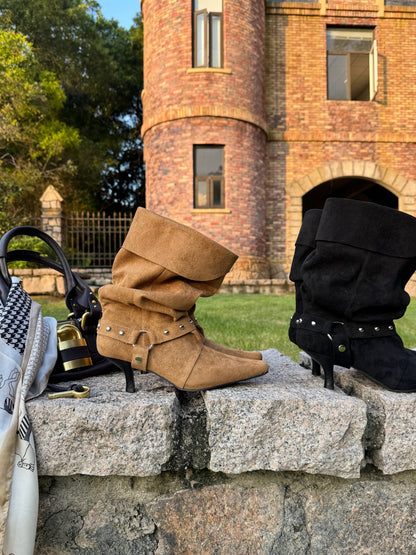Vintage Studded Slouch Boots SF6608