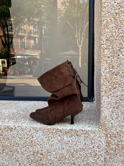Suede Back-Lace Slouch Rider Boots SF6606