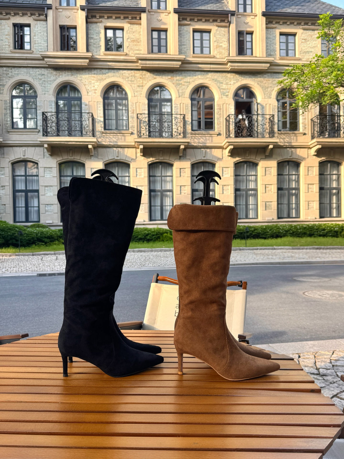 2-way Suede Knee-High Boots ST1965