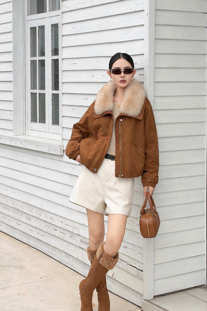 Fur Cuff Pointed Knee-High Boots ST1961