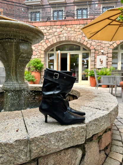 Vintage Draped Buckle Pointy Boots SF6603