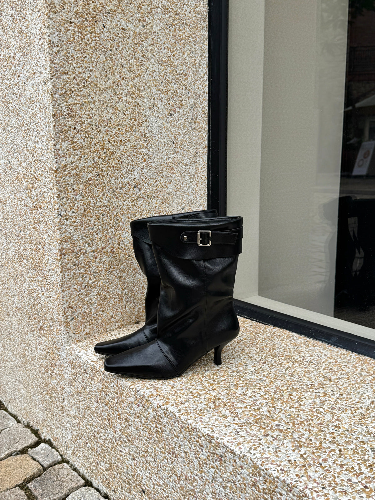 Vintage Draped Buckle Pointy Boots SF6603
