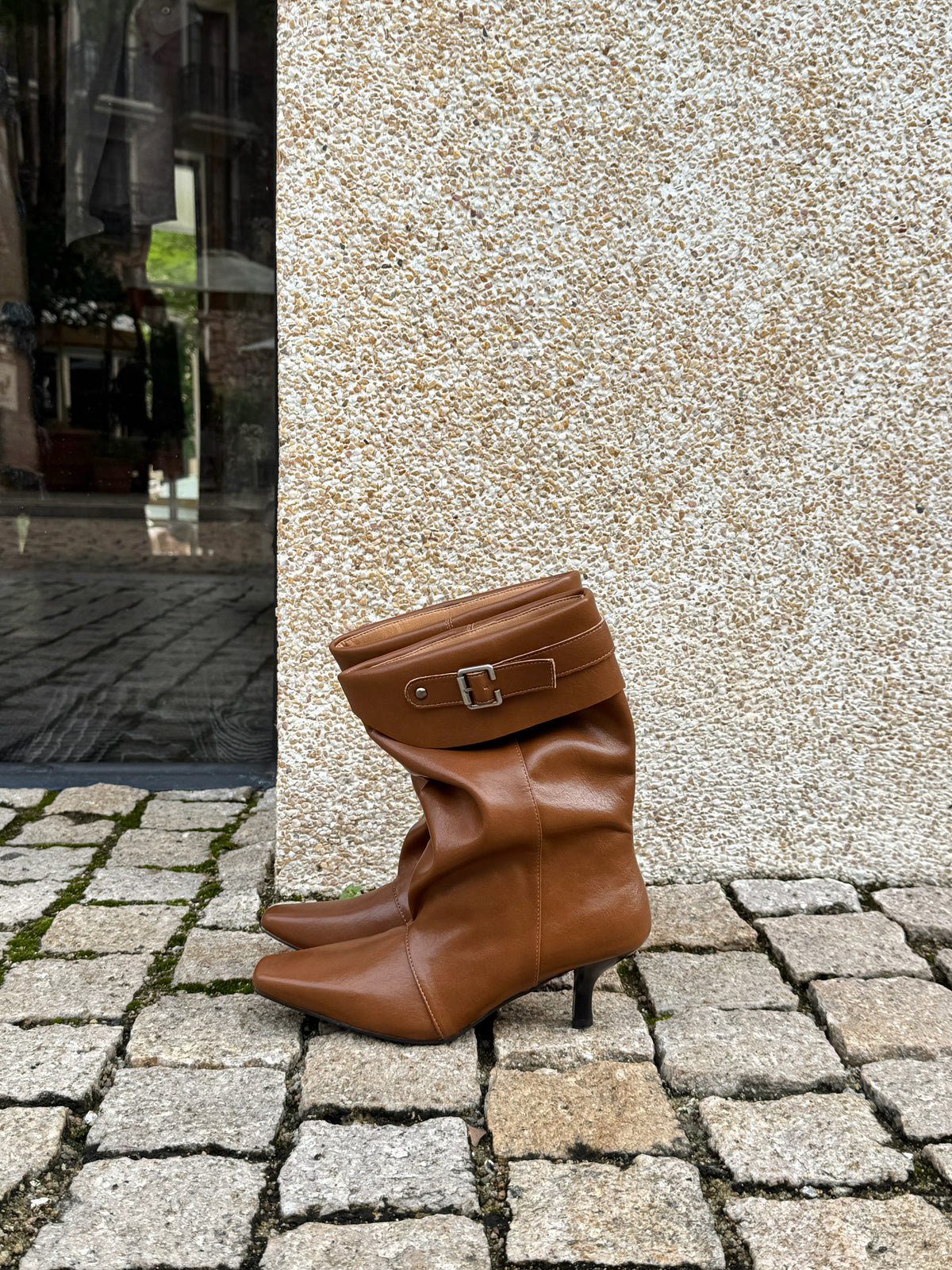 Vintage Draped Buckle Pointy Boots SF6603
