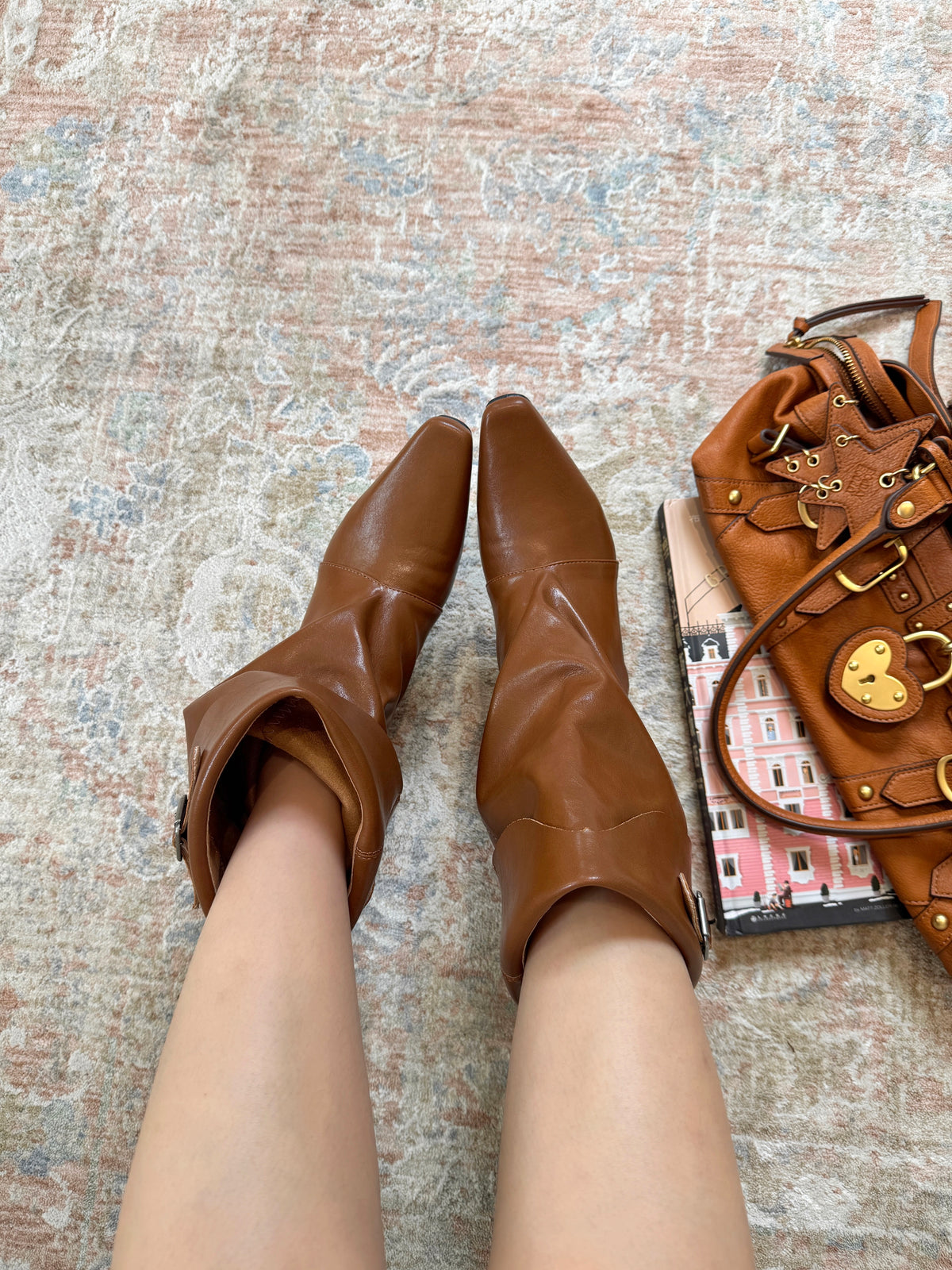 Vintage Draped Buckle Pointy Boots SF6603
