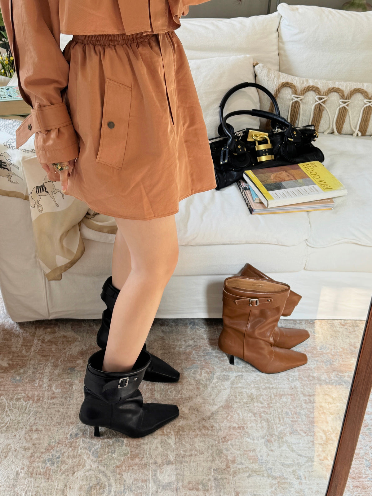 Vintage Draped Buckle Pointy Boots SF6603