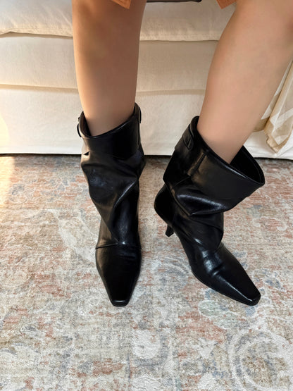 Vintage Draped Buckle Pointy Boots SF6603