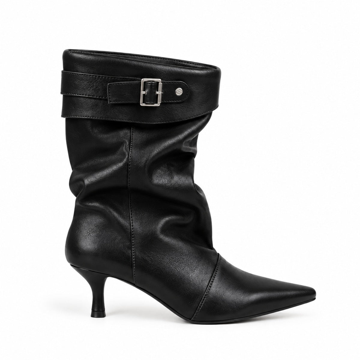 Vintage Draped Buckle Pointy Boots SF6603