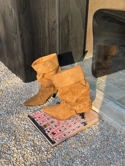 Vintage Studded Slouch Boots SF6608