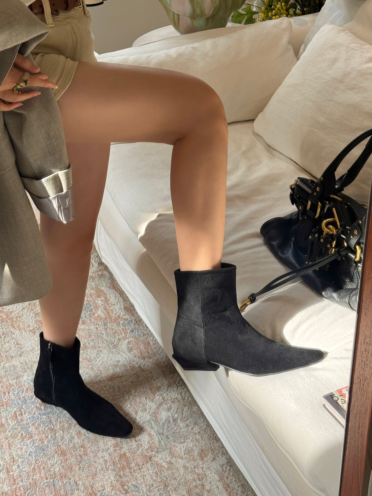 Suede Low Heel Ankle Boots SW1817