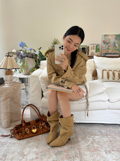 Suede Back-Lace Slouch Rider Boots SF6606