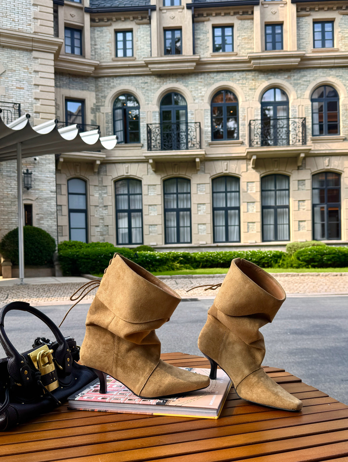 Suede Back-Lace Slouch Rider Boots SF6606