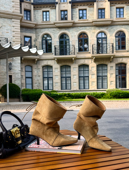 Suede Back-Lace Slouch Rider Boots SF6606