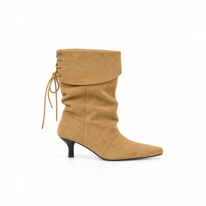 Suede Back-Lace Slouch Rider Boots SF6606