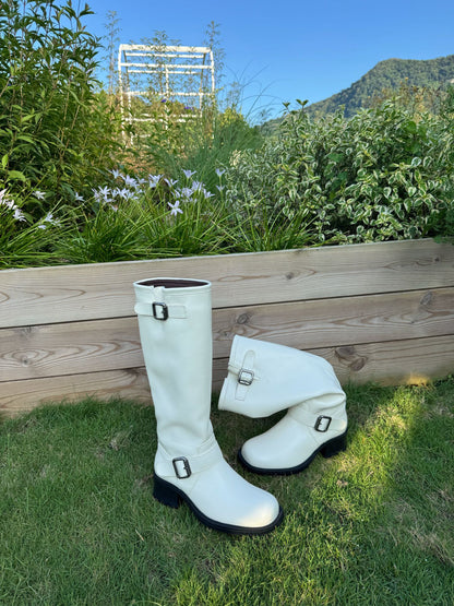 Double Buckle Rider Knee High Boots SW1815