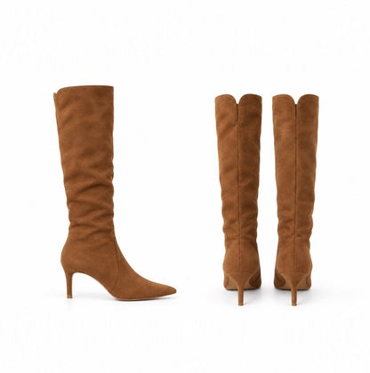 2-way Suede Knee-High Boots ST1965