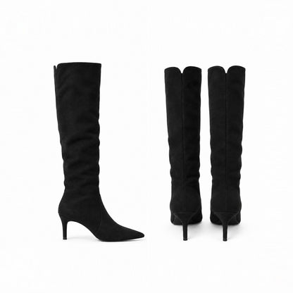 2-way Suede Knee-High Boots ST1965