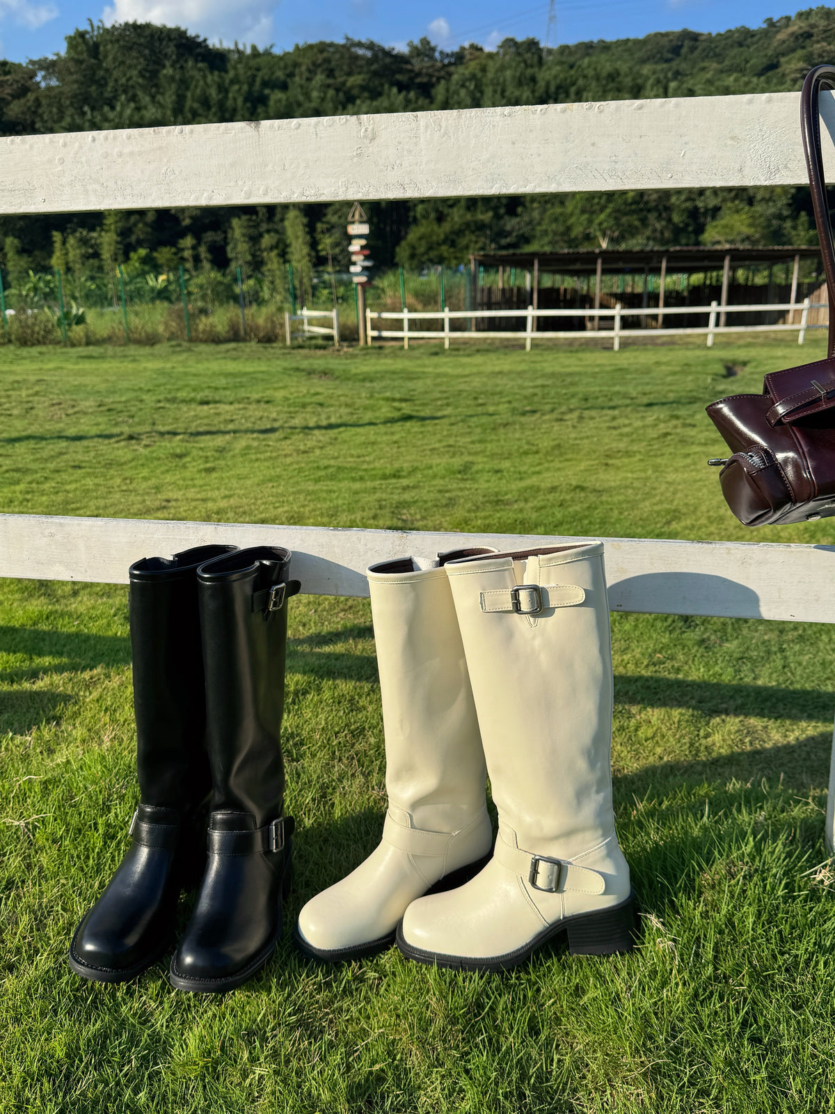 Double Buckle Rider Knee High Boots SW1815
