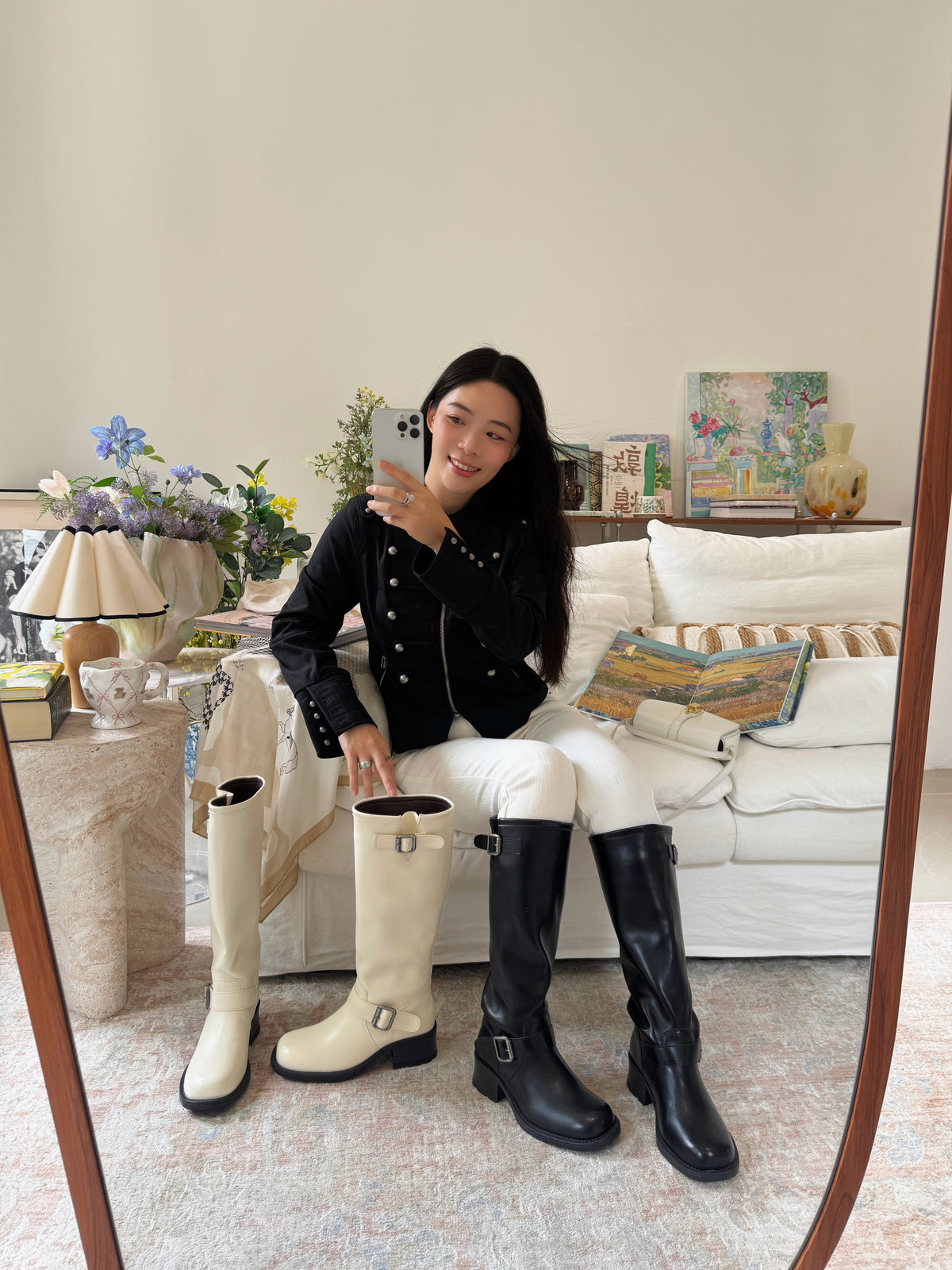 Double Buckle Rider Knee High Boots SW1815