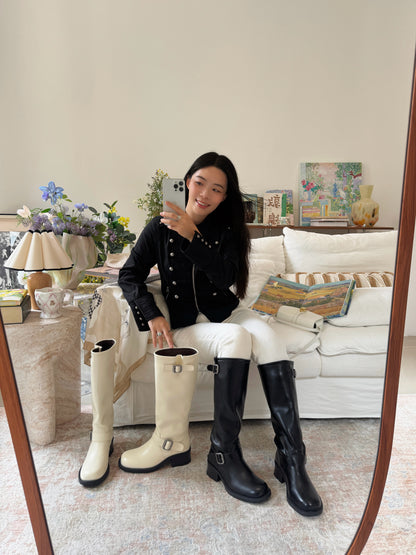 Double Buckle Rider Knee High Boots SW1815