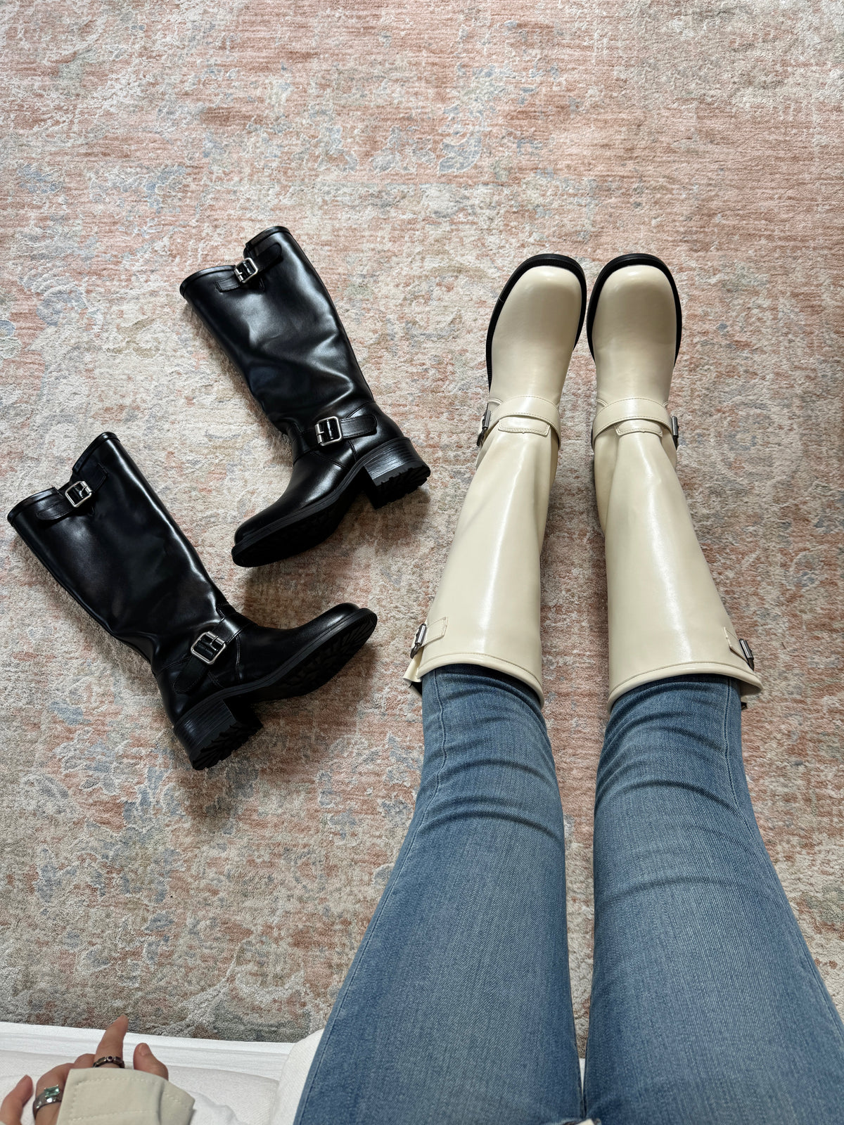 Double Buckle Rider Knee High Boots SW1815