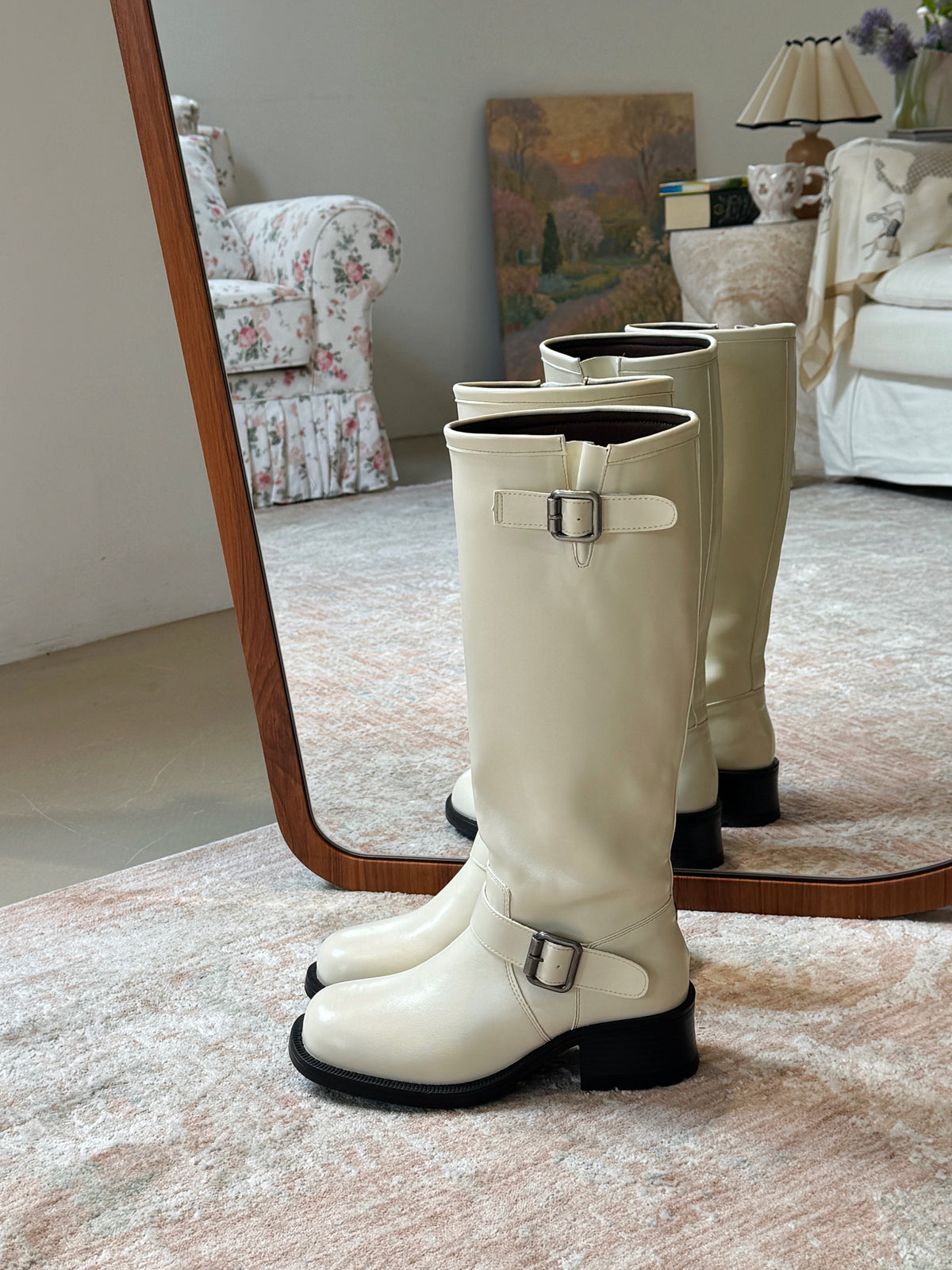 Double Buckle Rider Knee High Boots SW1815